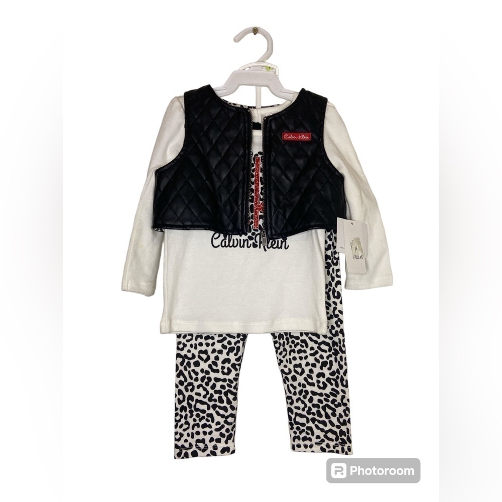 Calvin Klein Cheetah Print Black Vest Set Size 18 Months